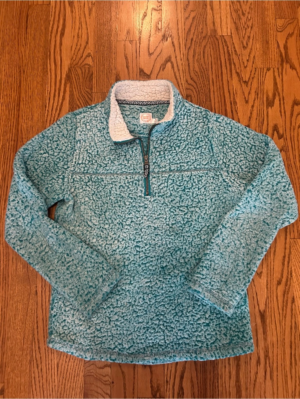 wonder nation Teal Sherpa Quarter-Zip Pullover - Kids
